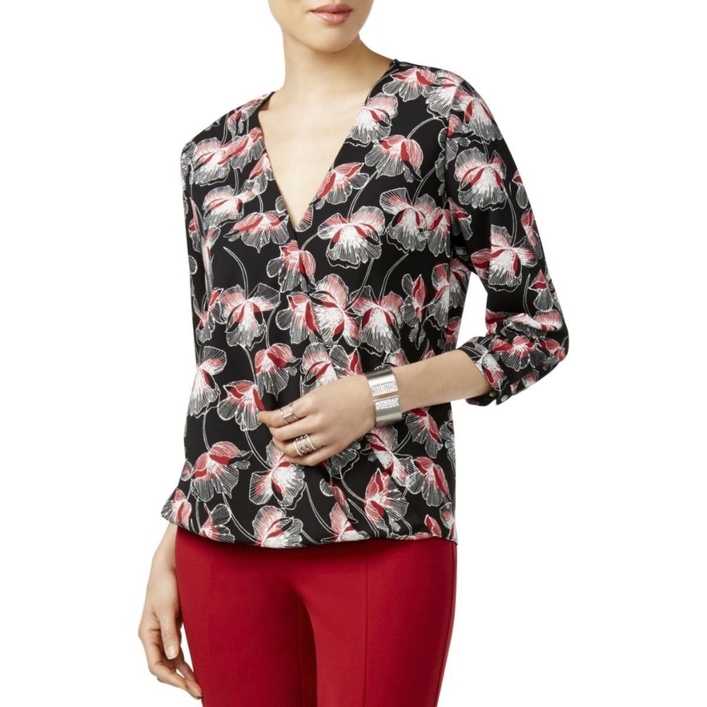 Alfani Printed Surplice Top